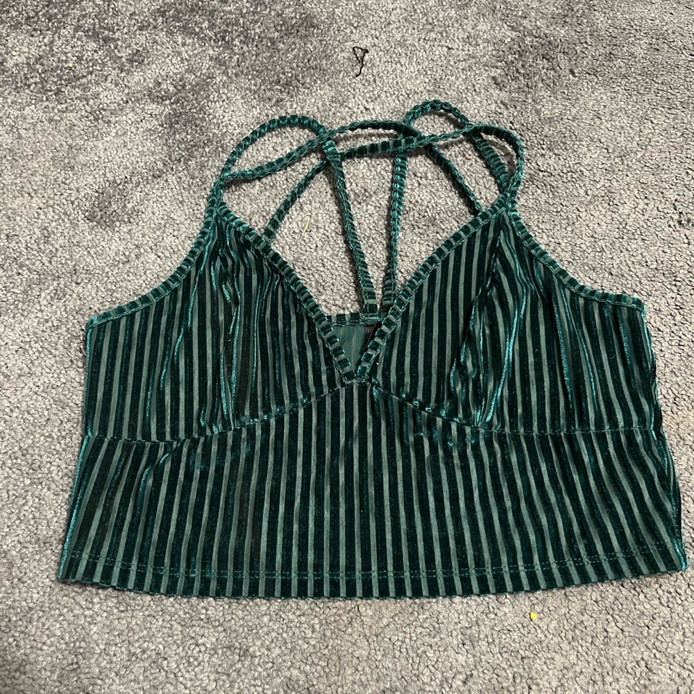 Emerald Green Striped Women's Top